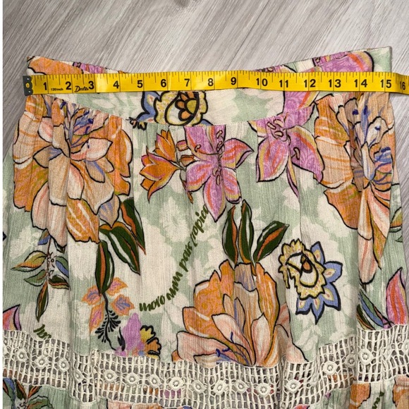 Z&L Europe Women Tropical Floral Crochet Lace Tiered Maxi Skirt Green Orange L - Picture 4 of 6